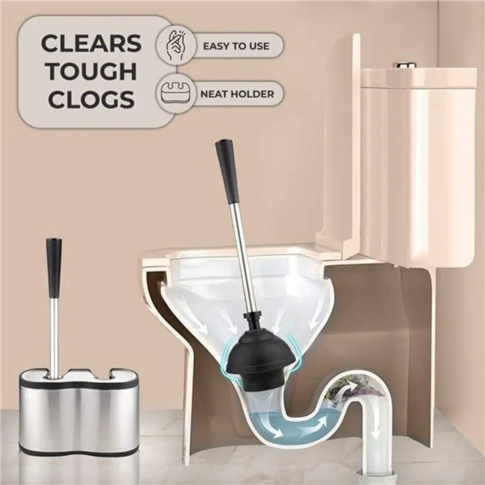 UMIEN Toilet Brush and Plunger Set Stainless Steel Anti-Rust Long Handles 2025